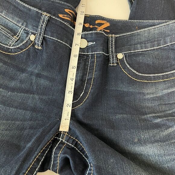 Seven7 Womens Blue Skinny Jeans Mid Rise Pockets Logo Cotton Blend - Picture 11 of 13